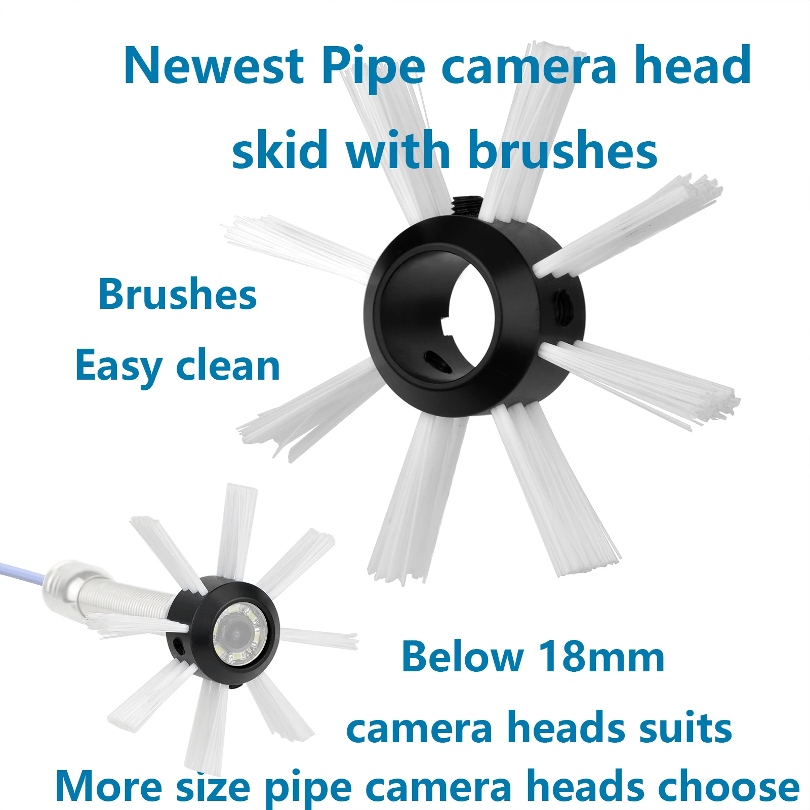 18mm 17mm Pipe Camera Head Skid Protection Cover DIY Brush Easy Pipeline Cleanning