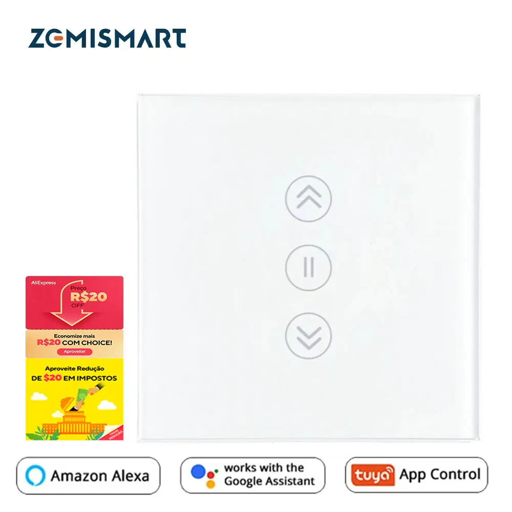 EU Curtain Switch WiFi Smart Switches Alexa Google Home Voice Tuya Smart Life APP Control With Blue Backlit Optional