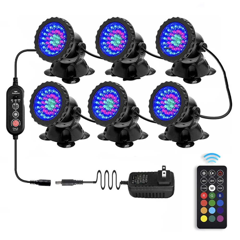 

36leds RGBW Underwater Lights IP68 Full Waterproof Water Grass Light Spotlights Outdoor Swimming Pool Tank Pond Fountains Lamp