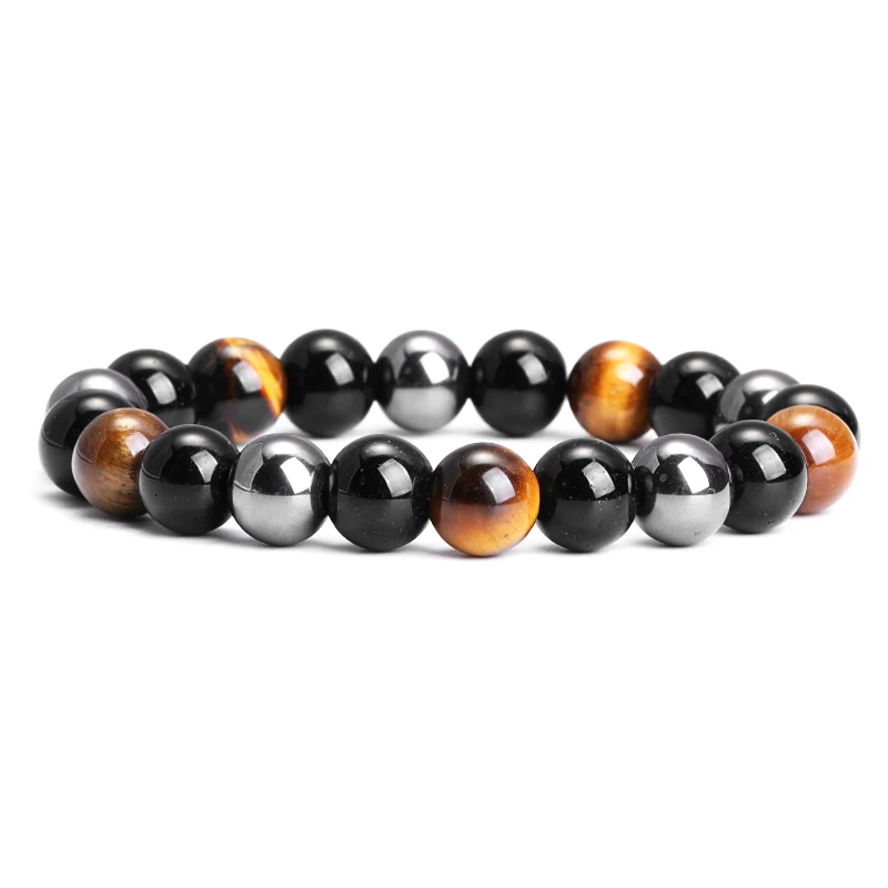 6/8/10mm Bead Natural Black Obsidian Hematite Tiger Eye Bead Bracelet For Men Magnetic Health Protection For Women Soul Jewelry