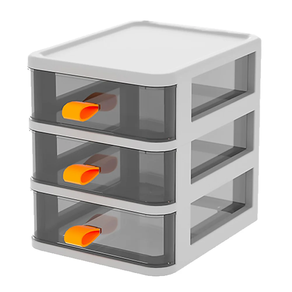 

Three Tier Lockers Fashion Storage Box Office Container Multi-layer Case Household Pp Desktop