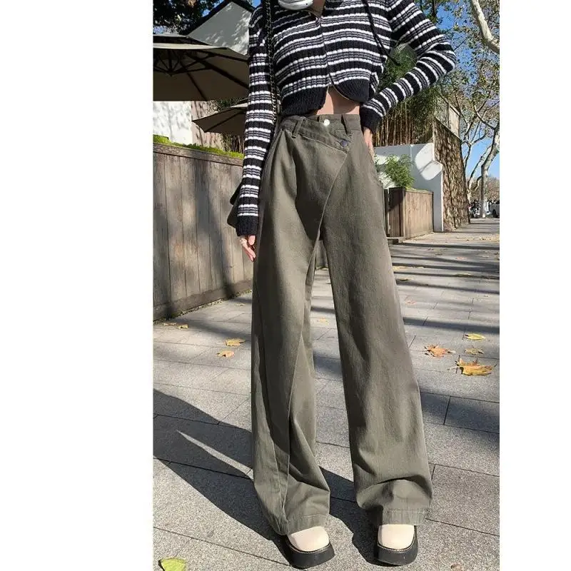 

Повседневные брюки нестандартного кроя, ретро-брюки, полосатые спортивные штаны, весенне-осенние свободные брюки прямого кроя для повседневной носки