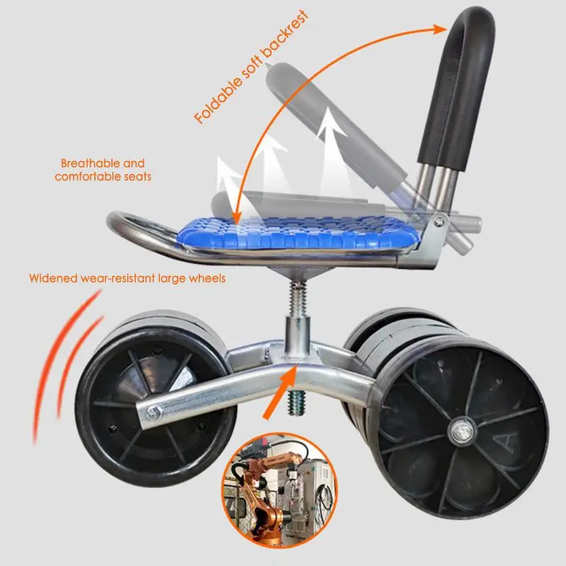 Imagem -03 - Rolling Garden Cart para Uso ao ar Livre 360 Graus Rotating Gardening Seat Smooth And Sturdy Workseats