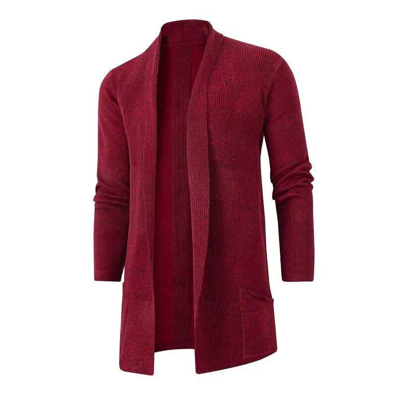 Autum Men Streetwear Knitted V Neck Cardigan Men Turn Down Collar Black Knitted Sweater Men Solid Color Harajuku Sweatercoat