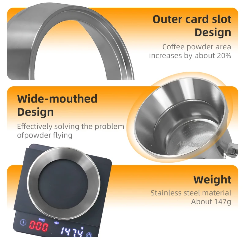 54mm Coffee Dosing Ring Stainless Steel Barista Dosing Funnel For Breville Sage Portafilter Espresso Accessories Machine Tools view 3