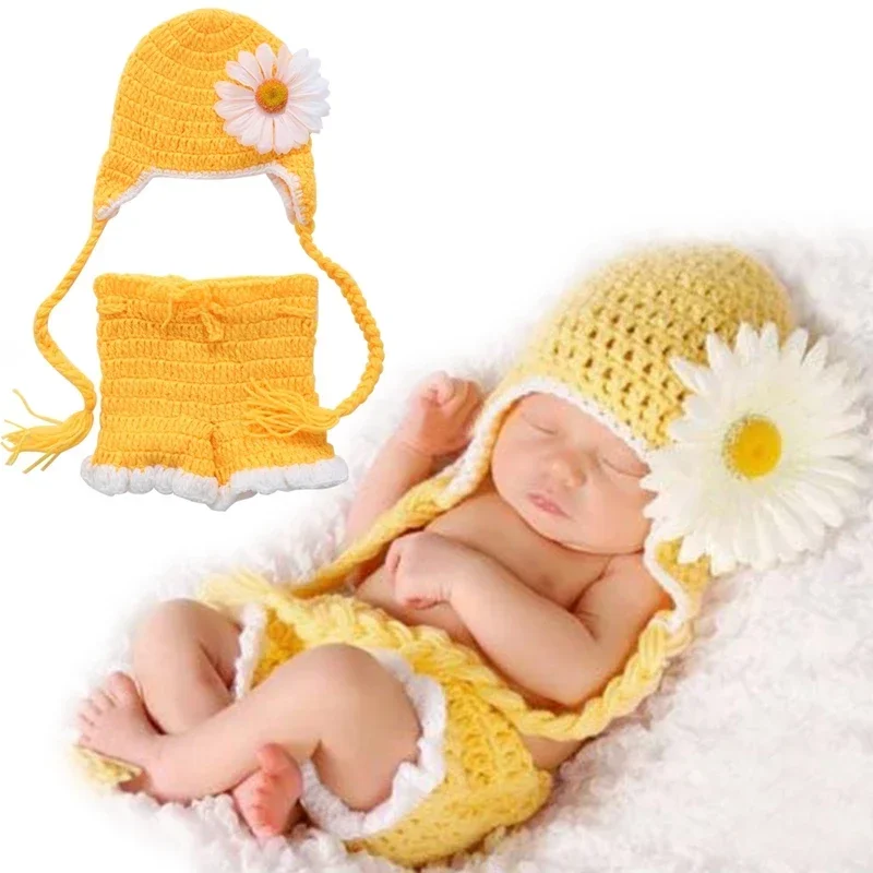 Costume de séance photo en tricot au crochet pour nouveau-né, tenues d\'accessoires de photographie, vêtements pour bébés, imbibés, filles et garçons