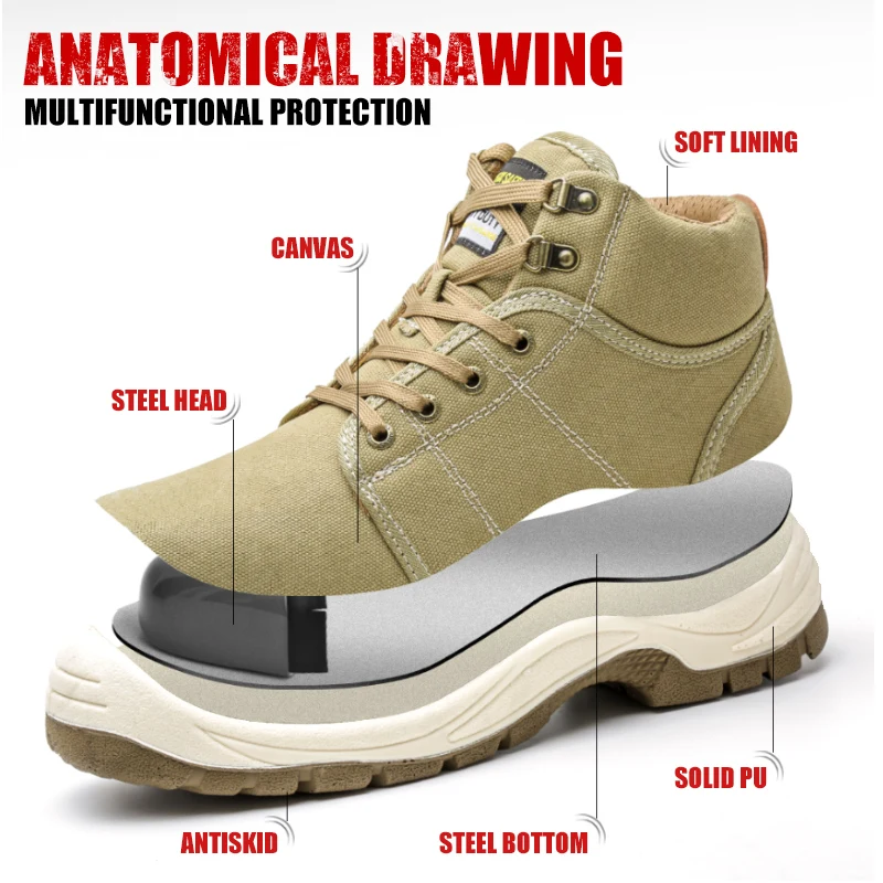 Safety shoes are anti-smashing and anti-puncture, men\'s oxford cloth is lightweight, comfortable, wear-resistant, and non-slip