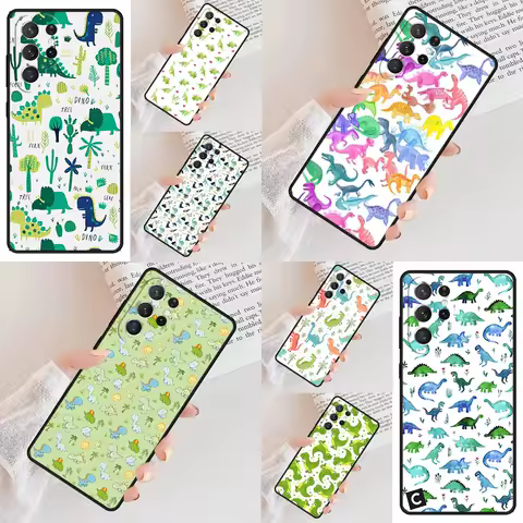 Cute Dinosaur Baby Phone Case For Samsung Galaxy S24 S23 S22 S21 Ultra S10 Note 10 Pro S20 Plus FE S9 S8 Cover