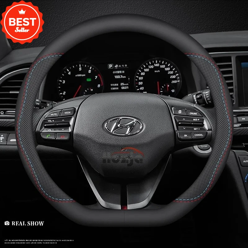 Protector de cuero para volante de coche, accesorios antideslizantes para estilo de coche, para Hyundai Creta Grand Creta N Line E 2022 20232 024 2025