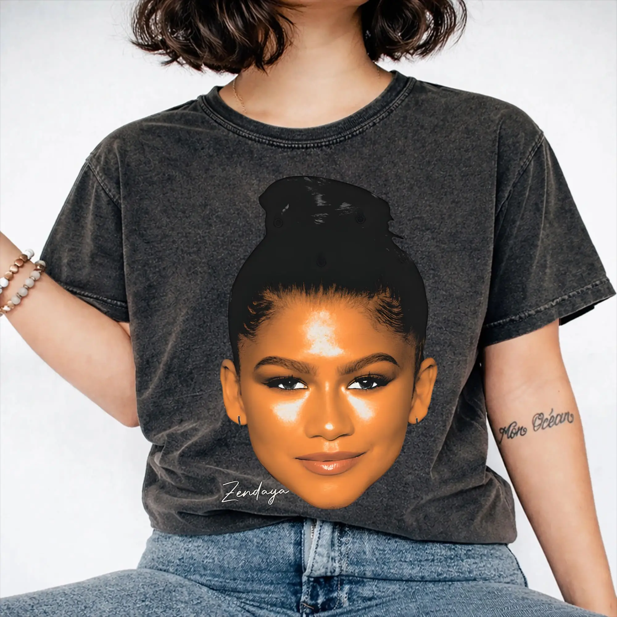 Harajuku Washed Shirt Ruby Rue Zendaya Merch Vintage T-Shirts Oversize  Streetwear Short Sleeve Graphic Printed Tops Tees