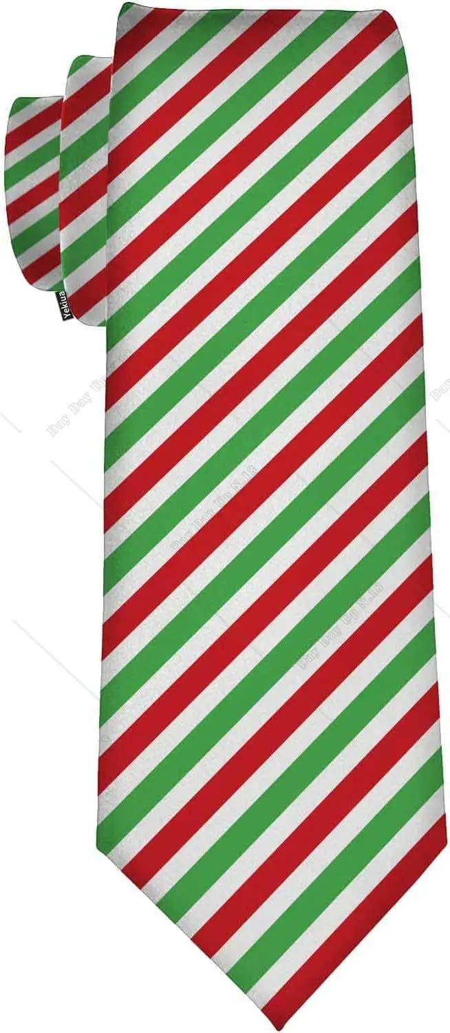 

Red and Green Stripes Christmas Theme Men's Ties Season Necktie Xmas Ties Gifts for Father Grandpa Necktie