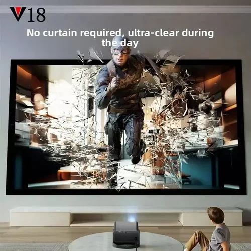 Imagen 2 del producto RUSMR Proyector portátil 110ANSI Android 4K nativo 600P Wifi6 automático RK3326 enfoque manual BT 5.2 360 ° cine en casa