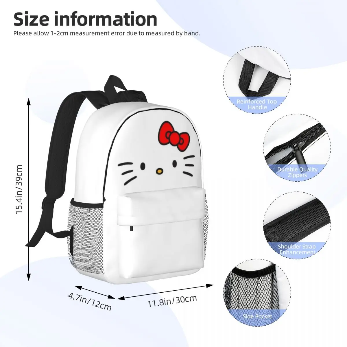 Hello Kitty Compact 15-Inch Backpack - Stylish Lightweight Bag Perfect for Students and Commuters