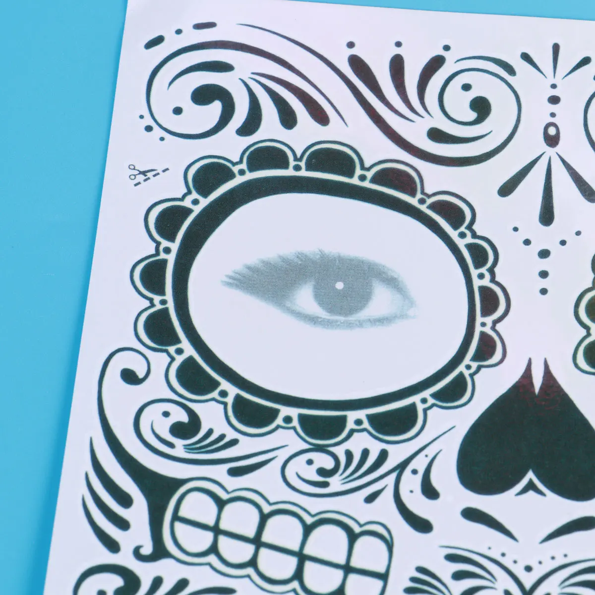 

2pcs Halloween Skeleton Face Decals Temporary Skeleton Tattoos Day Of The Dead Face Stickers Waterproof Face Tattoos