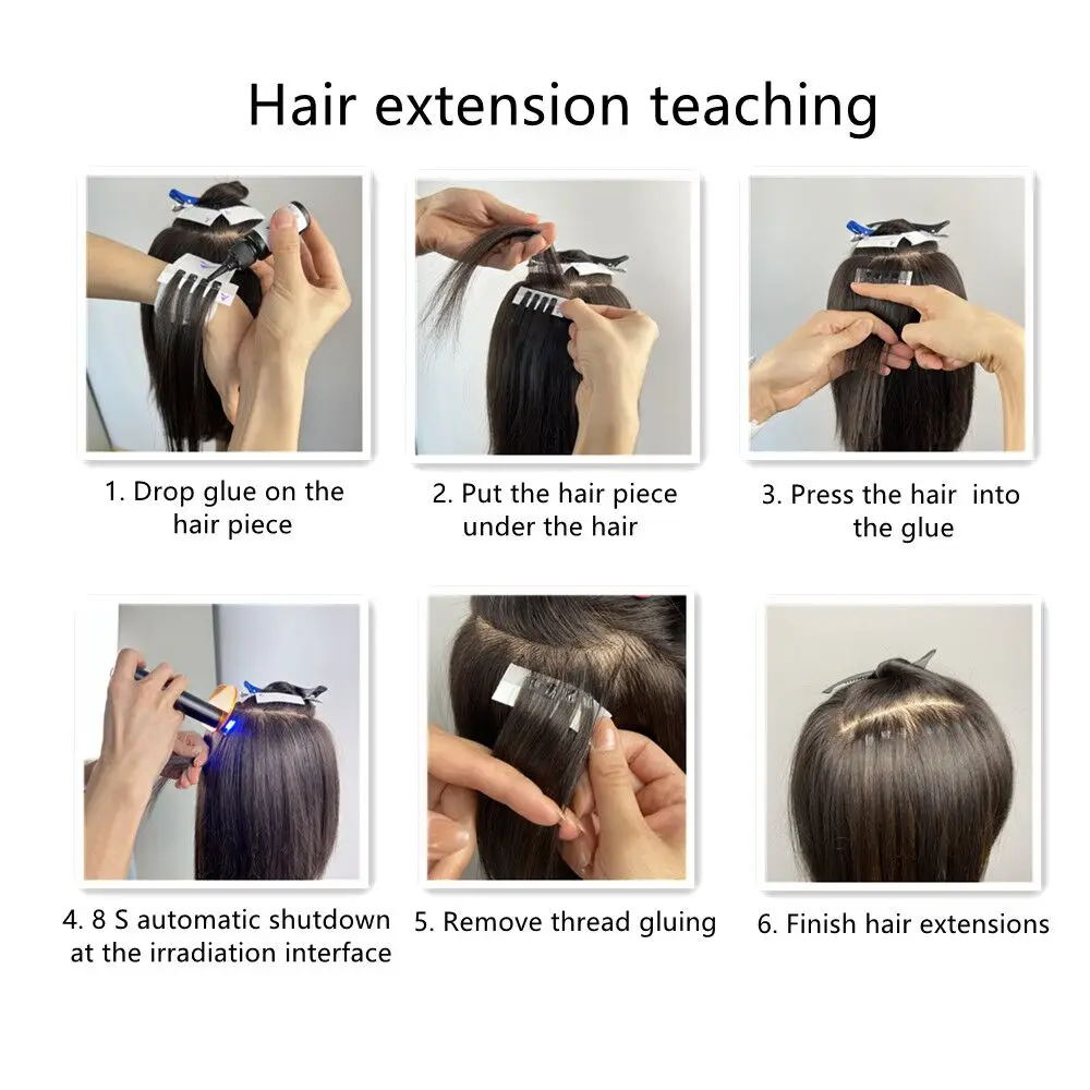 Juego de extensiones de cabello v-light con removedor de pegamento v-light, herramienta sin rastro para cinta, herramienta de injerto rápido, nueva tecnología