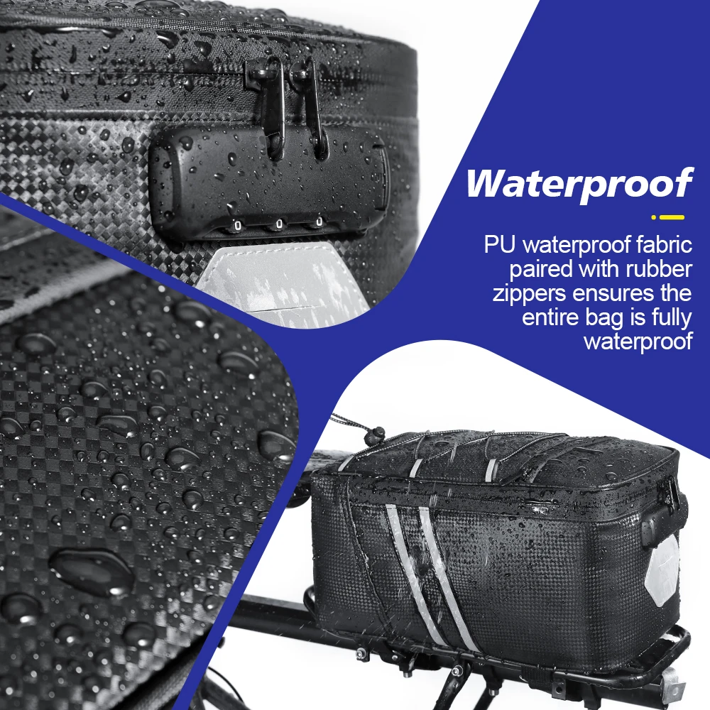 Password Lock Bicycle Rear Seat Bag MTB Bike Rack Bag Trunk Pannier Large Capacity Cycling Waterproof Travel Bag ﻿