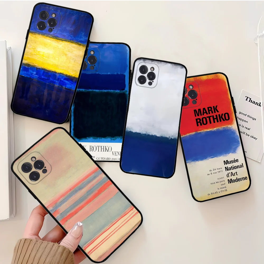 Rothko Abstract Colorful Tin Signs Phone Case For iPhone 16 15 14 13 12 Mini Pro XS Max X XR SE 6 7 8 Plus Soft Silicone Cover