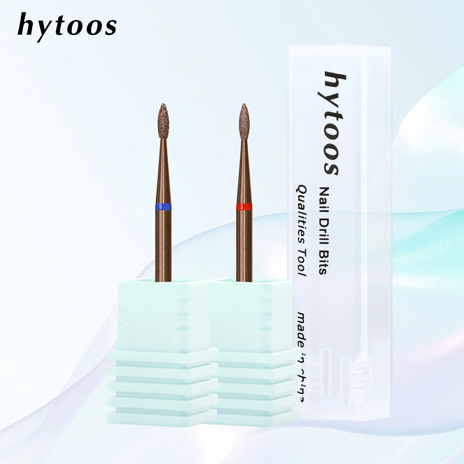 HYTOOS Copper Coated Diamond Nail Drill Bits for Cuticle Removal 2mm Mini Flame Russian Burr Dead Skin Clean Pro Manicure Tools