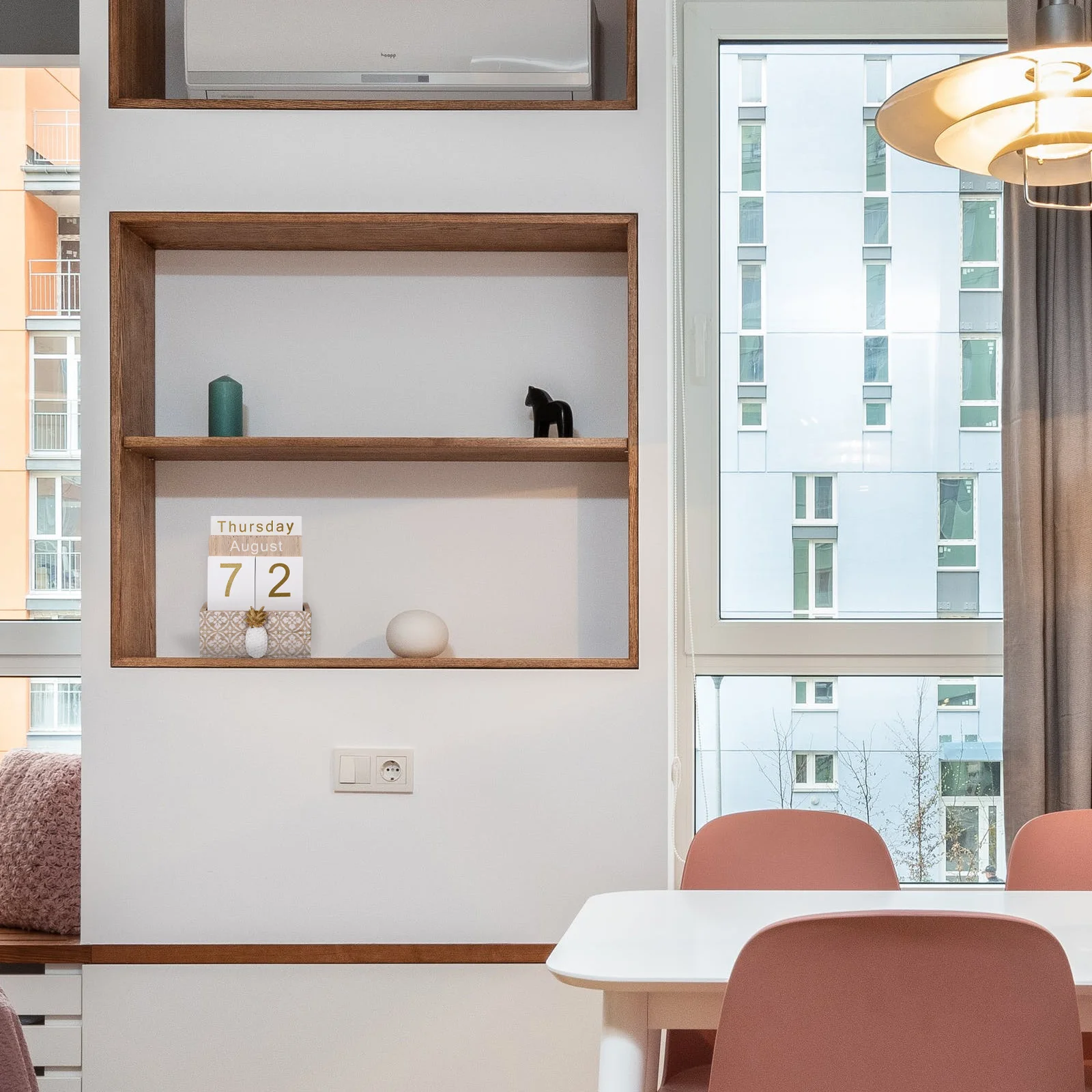 1 Set Calendario in legno Ornamento da tavolo Decorazioni per l'home office Bambini che imparano il numero Calendario artigianale in legno Decorazione Fotografia Prop