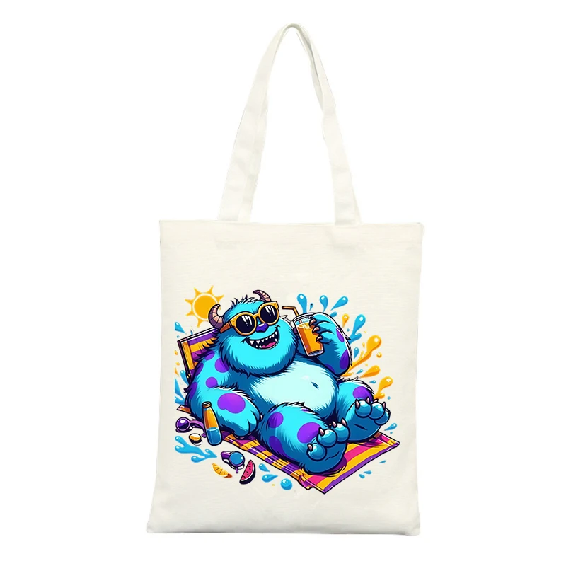 Fantasy Creature Print Canvas Tote Bag, Casual Style Ideal for Summer Outings and Beach Trips