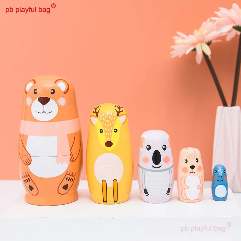 PB borsa giocosa bambola russa orso a 5 strati artigianato in legno per bambini giocattoli per cartoni animati decorare regali adorabili creativi HG203