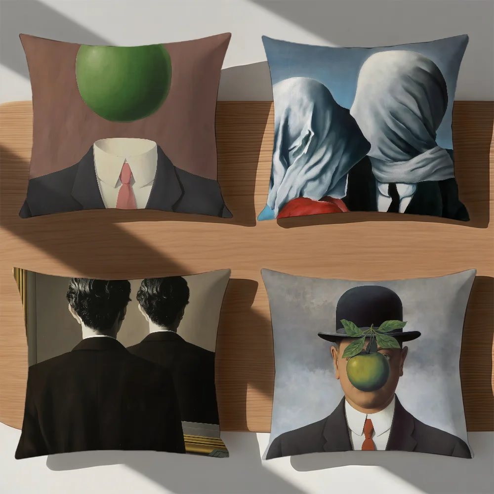 Surrealist cushion cover R-Rene Fashionable Magritte Style Comfortable sofa Bedroom Personalized Painter Decoration