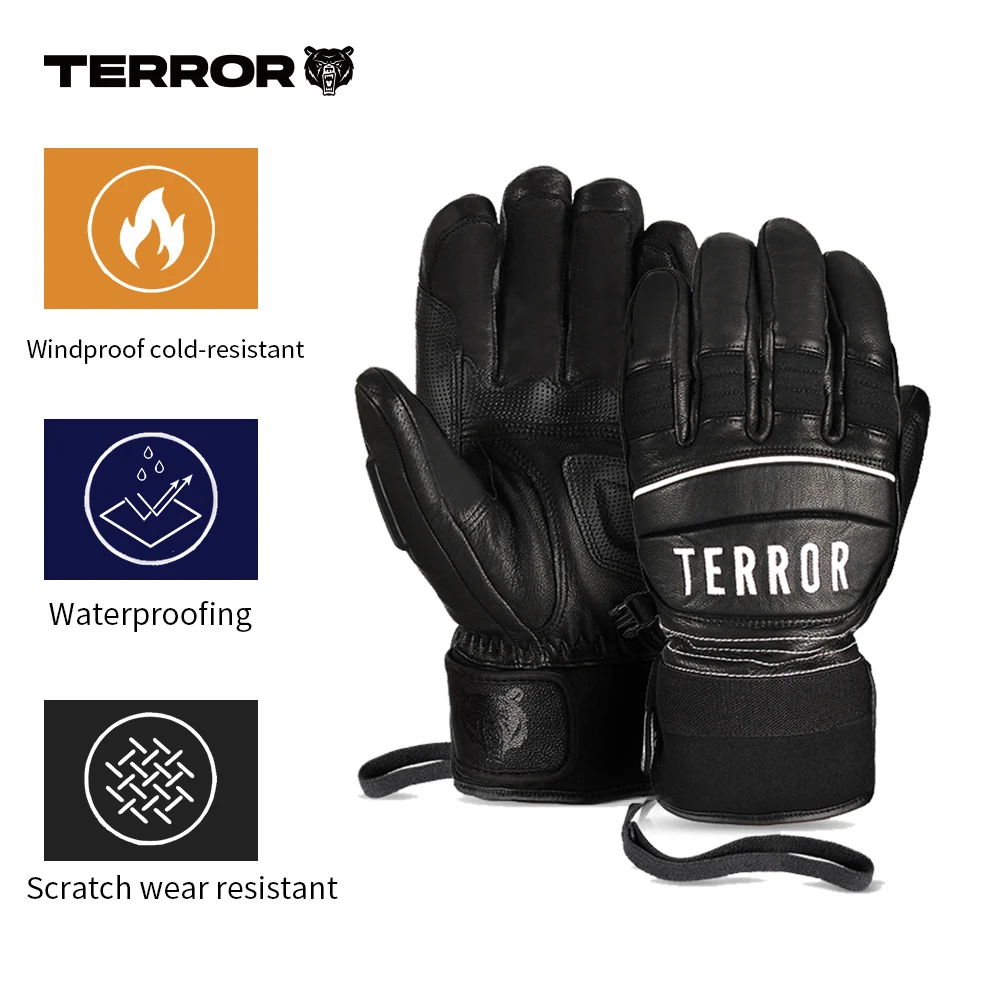 Лыжные перчатки TERROR RACE GLOVES - прочный полиуретан 3M Thinsulate -30° водонепроницаемый, ветронепроницаемый, морозостойкий Нескользящая