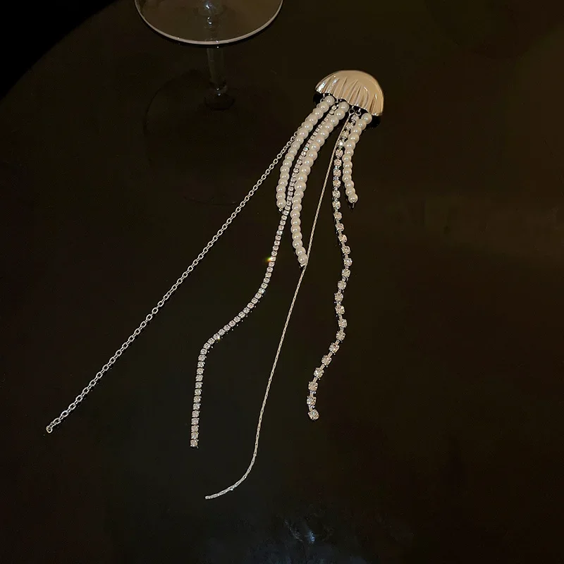 Elegant Jellyfish Brooch with Rhinestones and Pearls for Men & Women