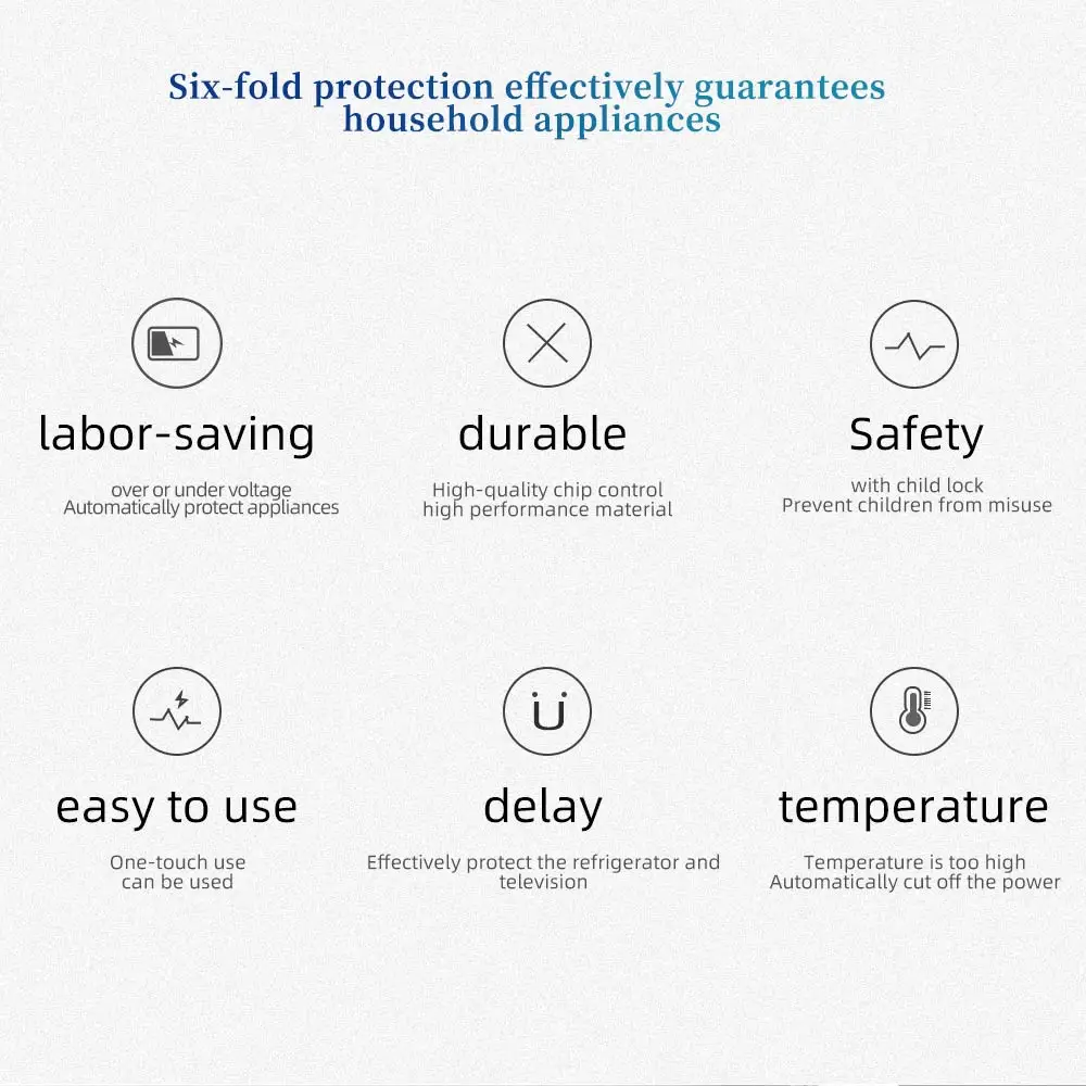 Automatic Voltage Protector Socket Switcher AC 220V Power Surge Safe Protector EU FR UK US Plug Socket Refrigerator Protect