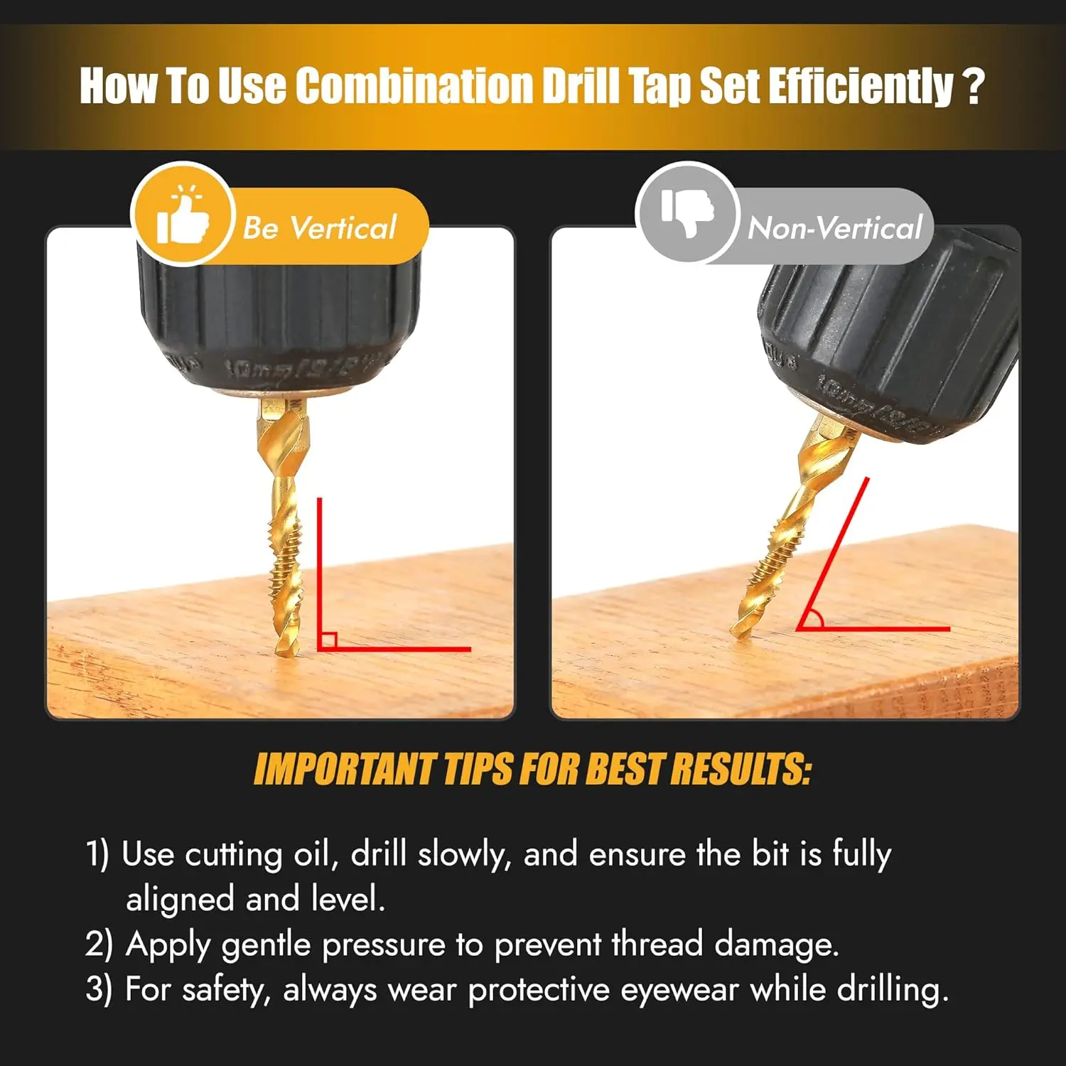 AMR Hex Shank Titanium Plated HSS Screw Thread Metric Tap Drill Bits Screw Machine Compound Tap M3 M4 M5 M6 M8 M10 Hand Tools