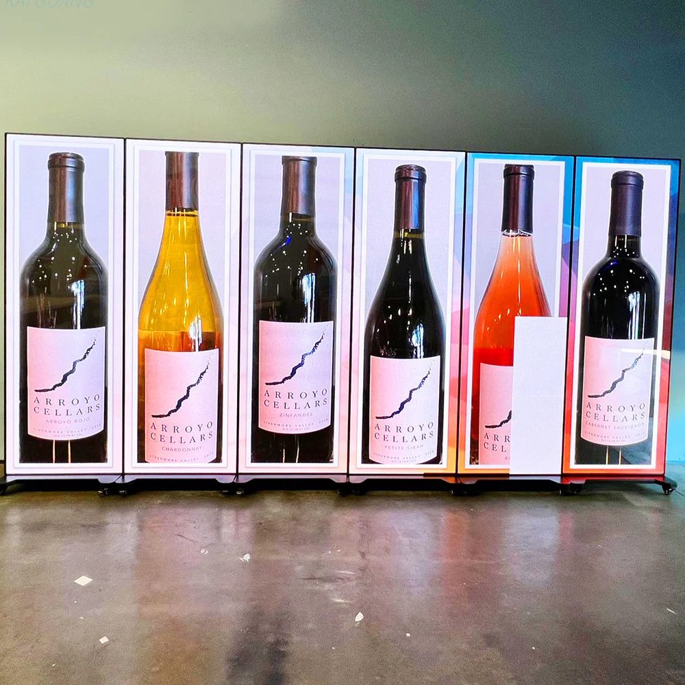 ملصق شاشة ملصق LED واسعة متحركة على عجلات Pantalla مصباح LED تجاري بالألوان الكاملة