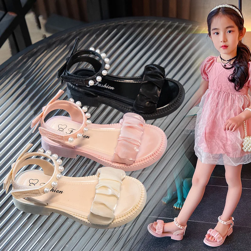 Girl Summer Sandal2026summer New Korean Version Child Soft Soled Formalshoe Fashionagirl  Slip Walkingsandals Girl Princess Shoe