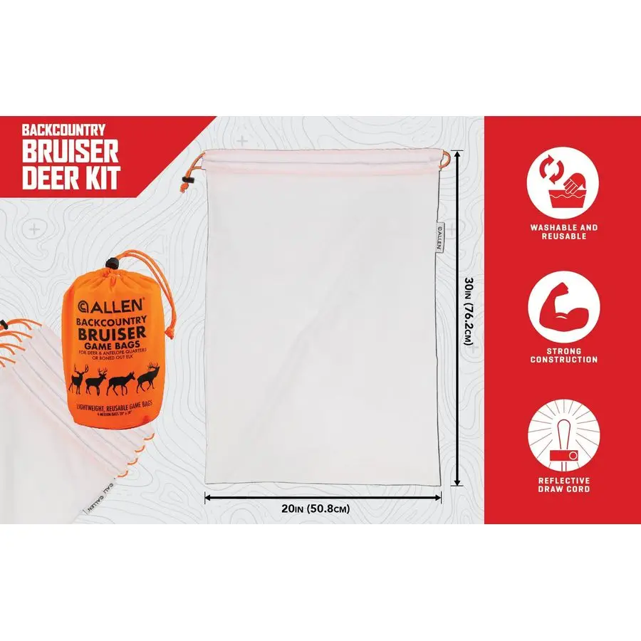 컴퍼니 백컨트리 쿼터 백 재사용 가능, 고강도, 드로스트링 사냥용 고기 가방 내구성 있는 대형 사냥 가방 엘크, 카리부, 사슴용 4