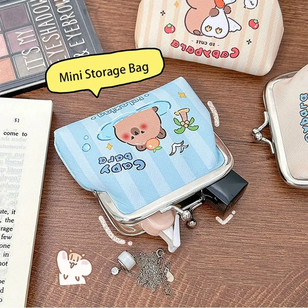 Tragbare PU Leder Capybara Geldbörse Karte Tasche Karte Halter Cartoon Brieftasche Mini Lagerung Tasche Clutch Tasche Frauen