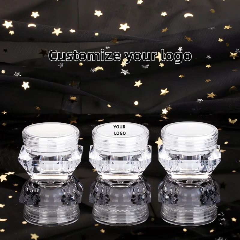 

【Индивидуальный логотип】50 шт. персонализированных акриловых баночек с алмазным эффектом, 5 г, 10 г, 15 г, пустые многоразовые контейнеры для косметического крема с завинчивающейся крышкой