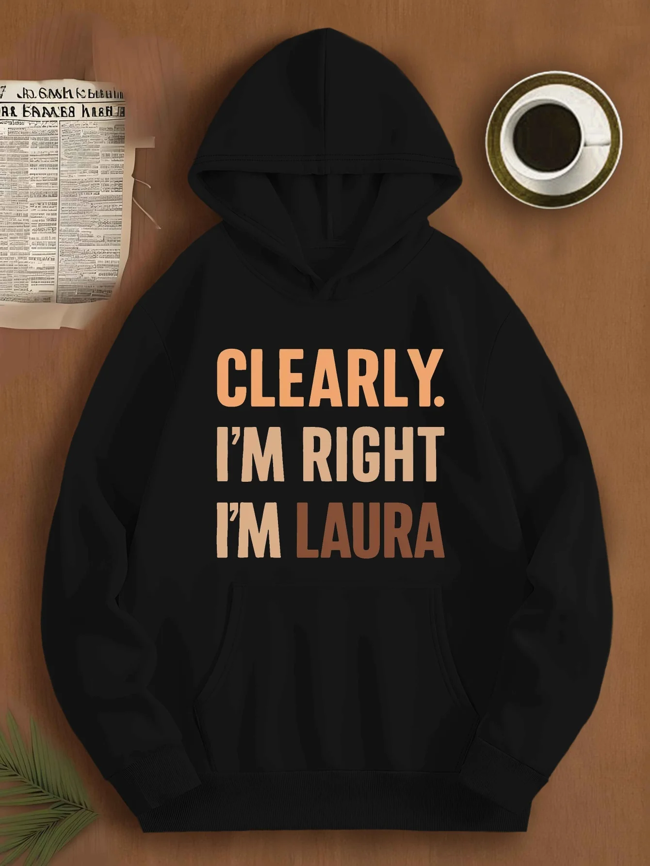 

Obviously, I was right. I'm Laura. "Large-sized men's hooded sweatshirt, orange text print, loose hooded pullover shirt"