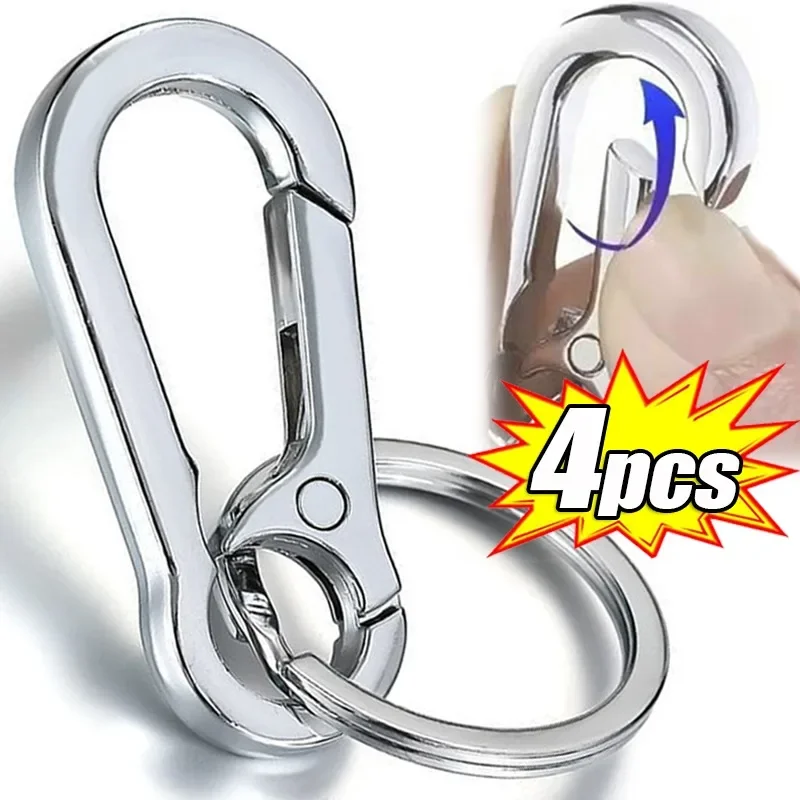 4 Stück Metall Schlüsselanhänger Karabiner Clip Edelstahl Schlüsselanhänger Zinklegierung Schlüsselhalter Autoschlüssel Schnalle Ring Zubehör