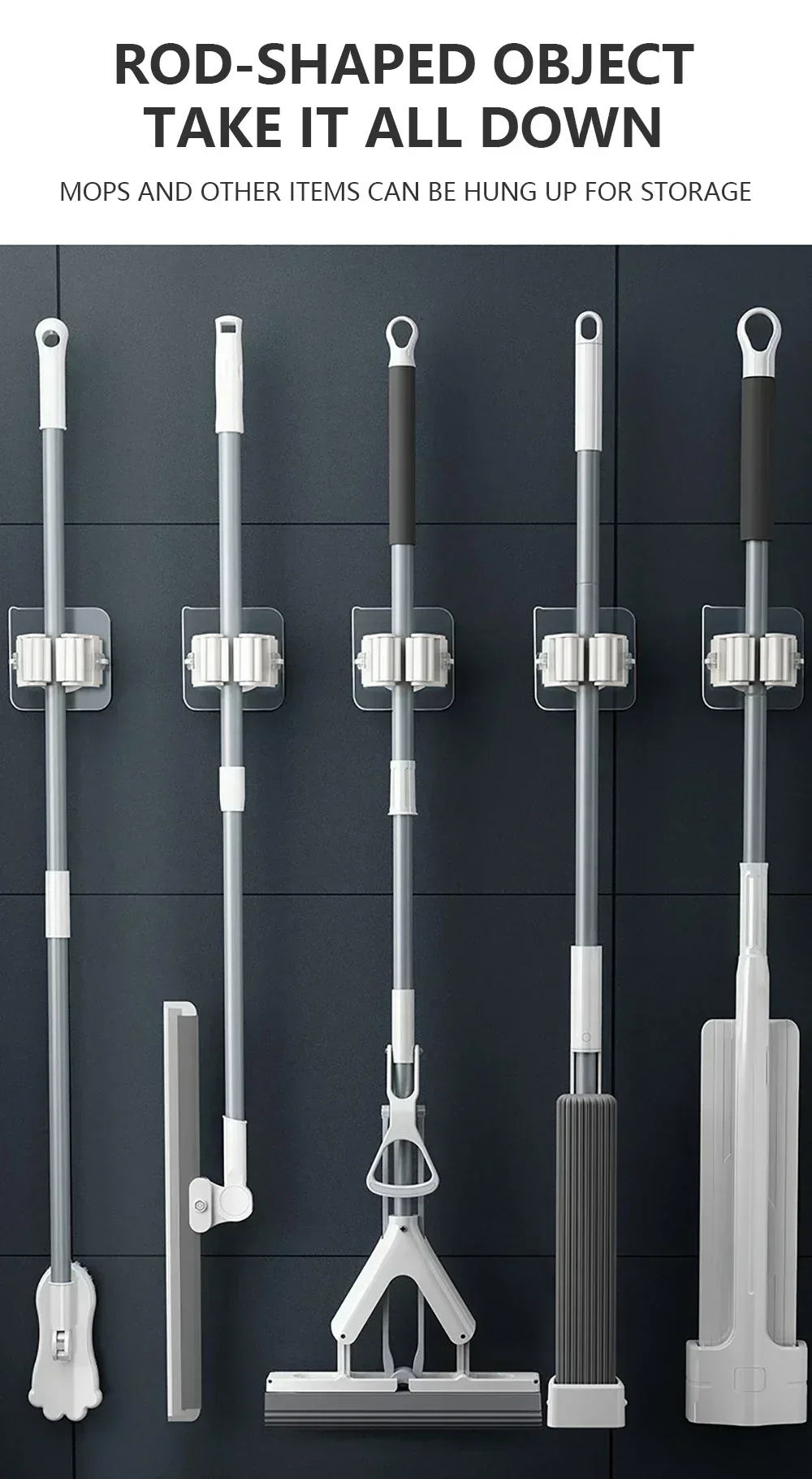 Mopp Halter Selbst-klebe Besen Ständer Wand Montiert Mopp Unterstützung Kehr Pinsel Haken Lagerung Organizer Bad Küche Zubehör – Detail 3