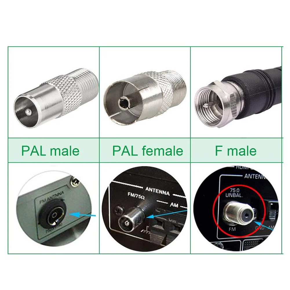 Antenas telescópicas FM de alta ganancia con 3 adaptadores Antena de repuesto de radio DAB de 75 ohmios para radio FM digital doméstica
