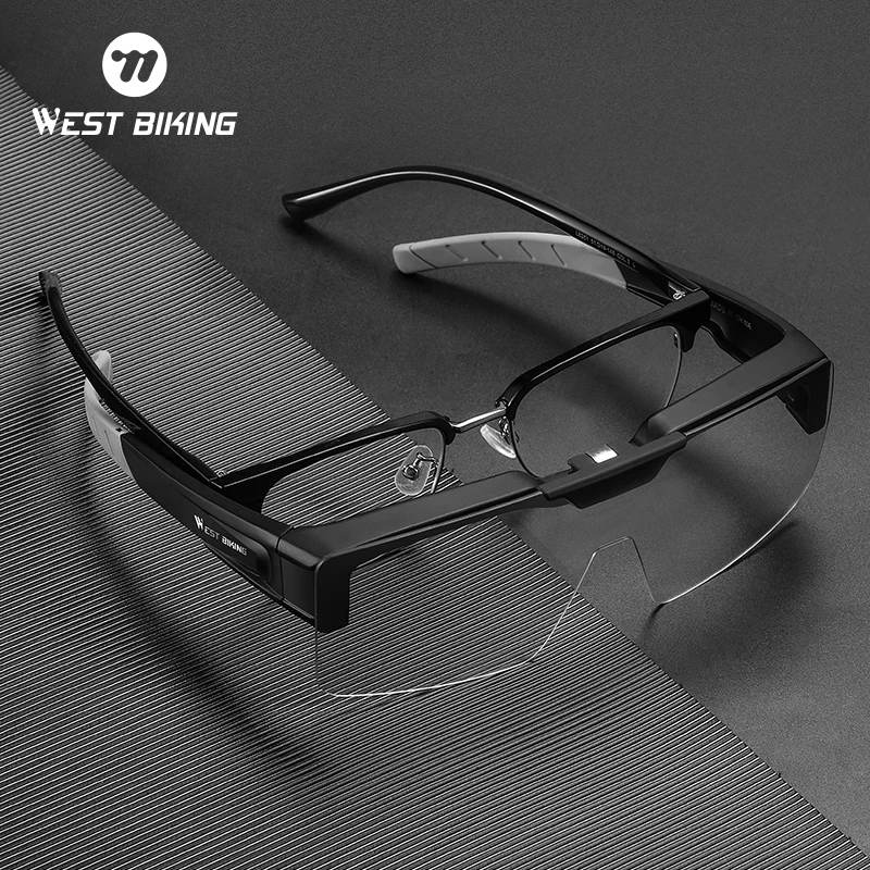 

WEST BIKING Photochromic Flip Glasses Men Women Cycling Sunglasses MTB Road Bike Windproof Goggles Sport Driving Fishing Glasses