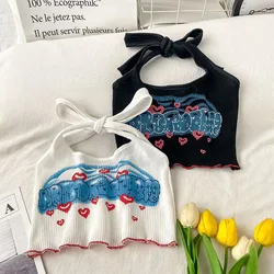 baby girls summer vest Korean hanging neck halter crop tops hip hop streetwear dancing kids clothes toddler 2 to 10 years