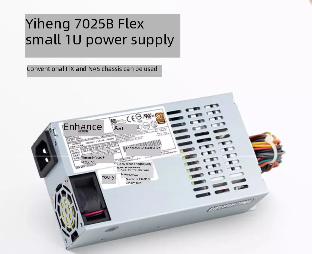 

7025B-206 FLEX Маленький блок питания 1U 250 Вт Бесшумный 80 Плюс Бронзовая медаль NAS ITX Блок питания для небольшого корпуса