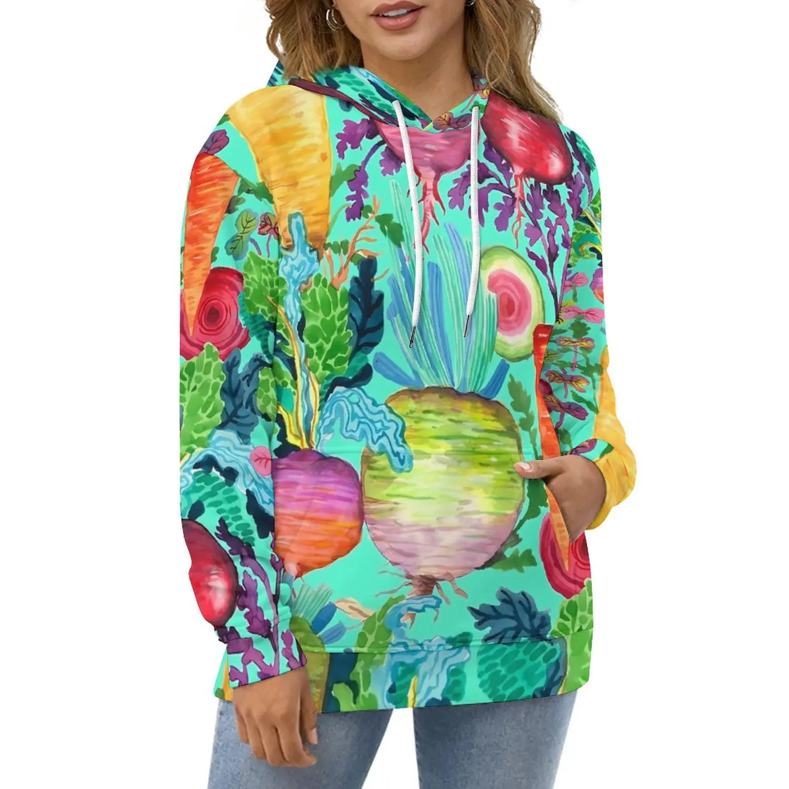 Colorful Radishes Casual Hoodies Carrots Print Y2k Graphic Loose Hoodie Spring Long Sleeve Classic Oversized Clothing