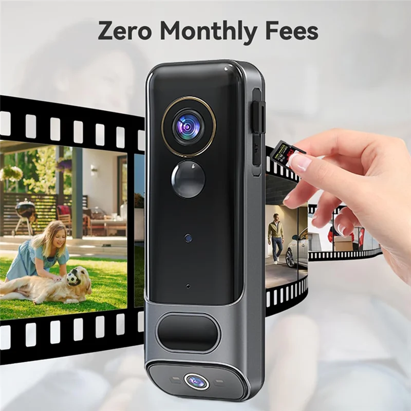 AA60-Dual Doorbell กล้องไร้สายไม่มีการสมัครสมาชิก,กล้องสมาร์ท 2K ไร้สาย,พร้อม AI Human Detection,Night Vision