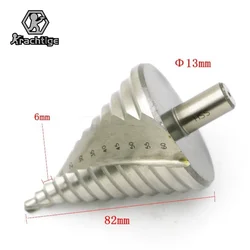 1Pcs 12 Step Cone Drill Bits Hole Cutter Bit 6-60mm Triangle Shank Wood Metal Drilling  Fluted Edges HSS Reamer