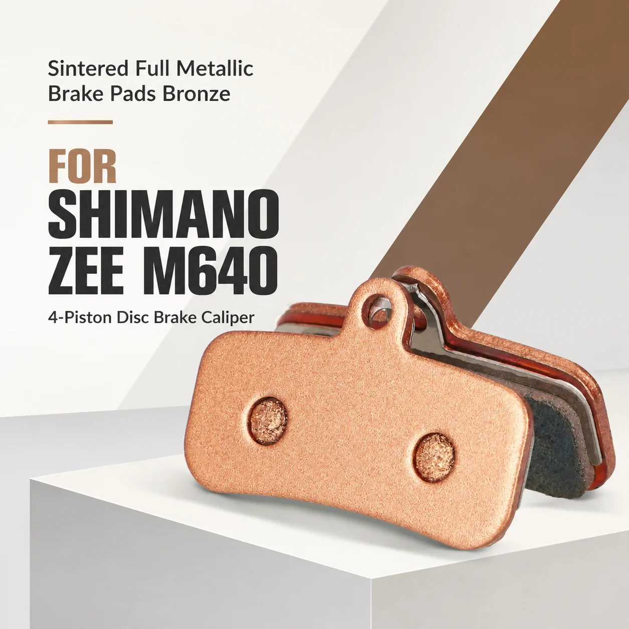 For Shimano ZEE M640 4-Piston Disc Brake Caliper High-Temp Replacement Set Sintered Full Metallic Brake Pads Bronze