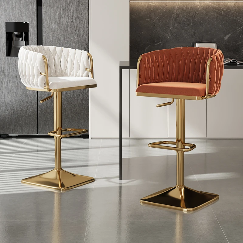 Italian Luxury Bar Chairs Sturdy Adjustable Height Designer Backrest Bar Stools Apartment Vanity Sillas De Bar Home Decoration