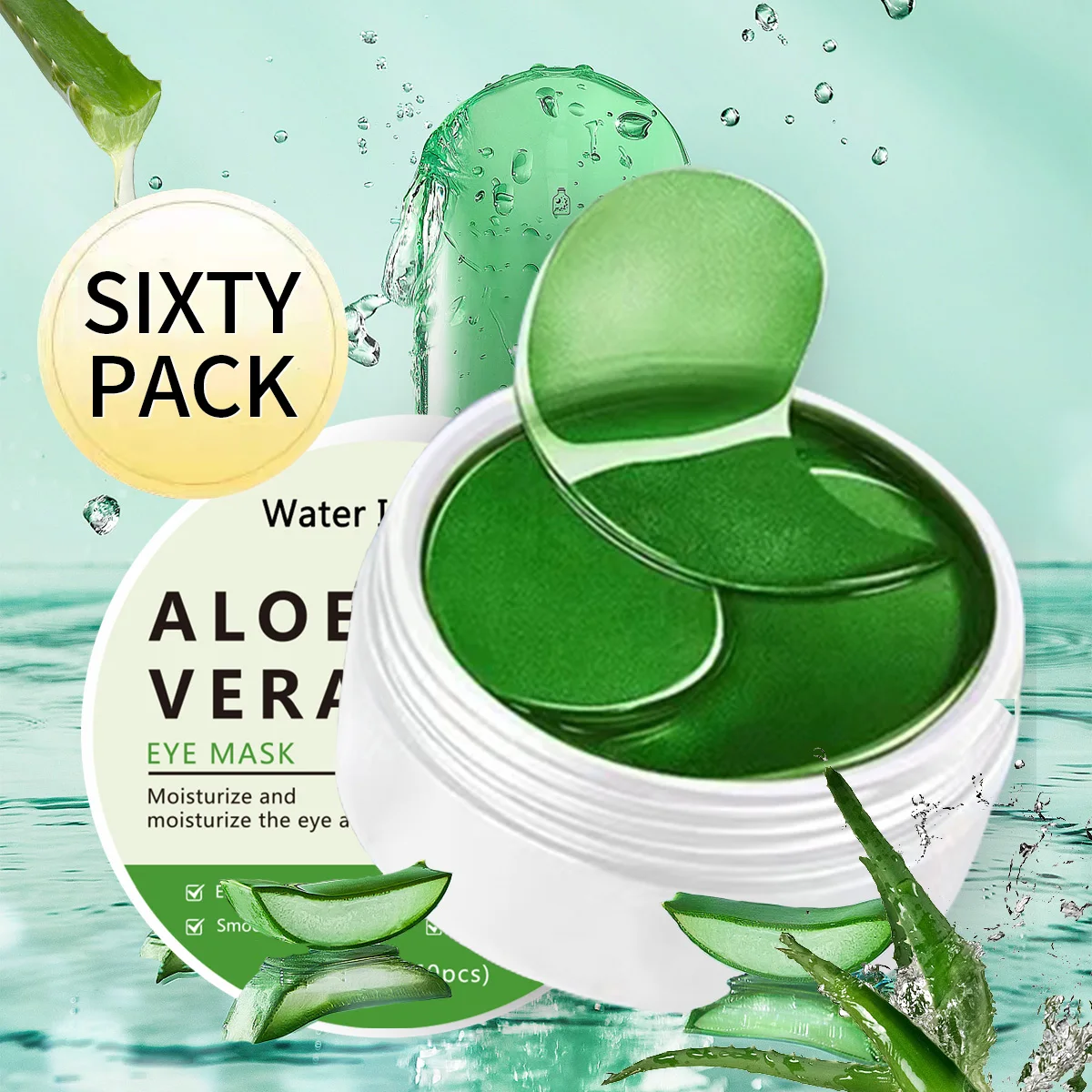 60Pcs Aloe Vera Collagen Eye Mask Anti-Light Circles Remove Eye Bags Moisturizing Firming Eye Patch Eye Skin Care Products