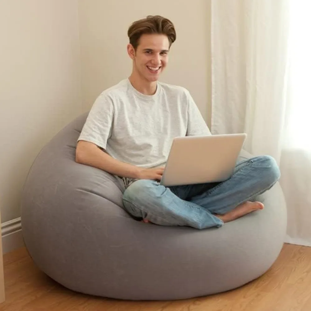 

Inflatable Contour Corduroy No Bean Bag Lounge Chair, 23.6"D x 23.6"W x 16.5"H, Grey (4-Pack)