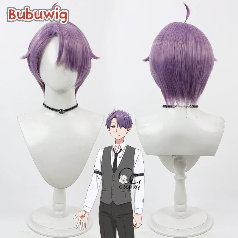 Bubuwig Synthetic Hair Fuji Cosplay Wigs How I Attended an All-Guy's Mixer Fuji 30cm Short Purple Men Cos Wig Heat Resistant